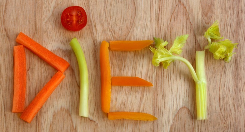 Diet spelled out in vegetables