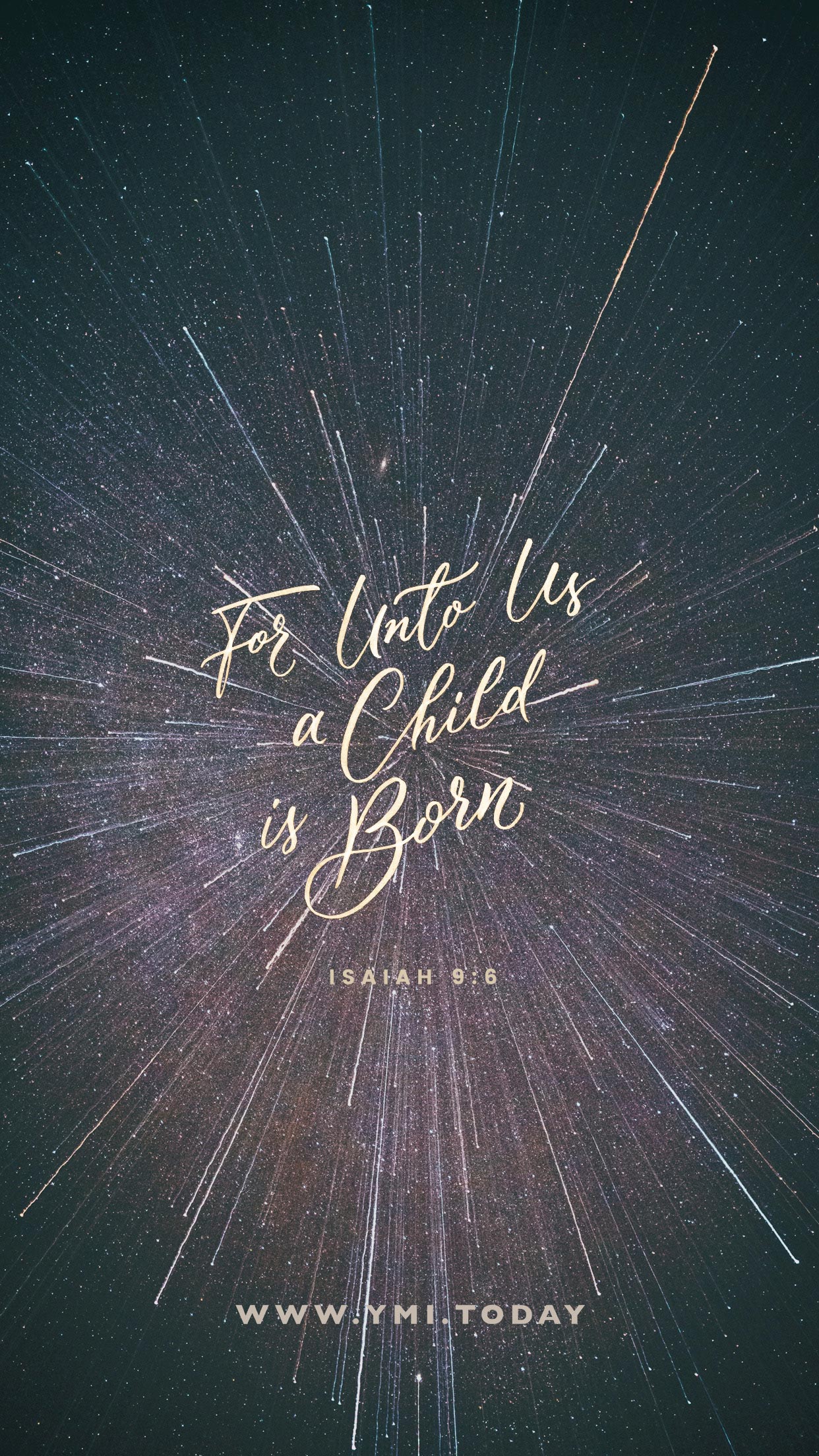 YMI December 2019 Phone Lockscreen - For unto us a Child is born. - Isaiah 9:6
