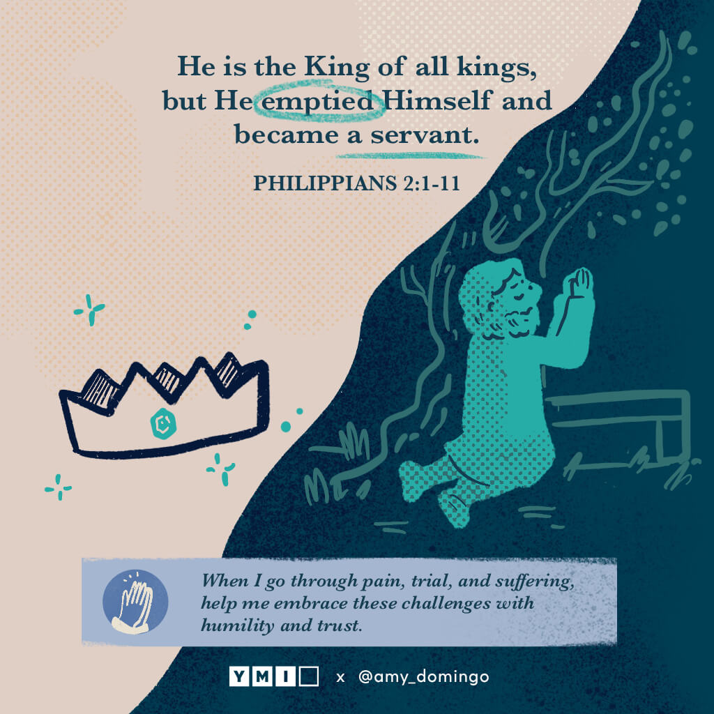 Jesus praying in the garden with crown He is the king of all kings, but emptied Himself and became a servant