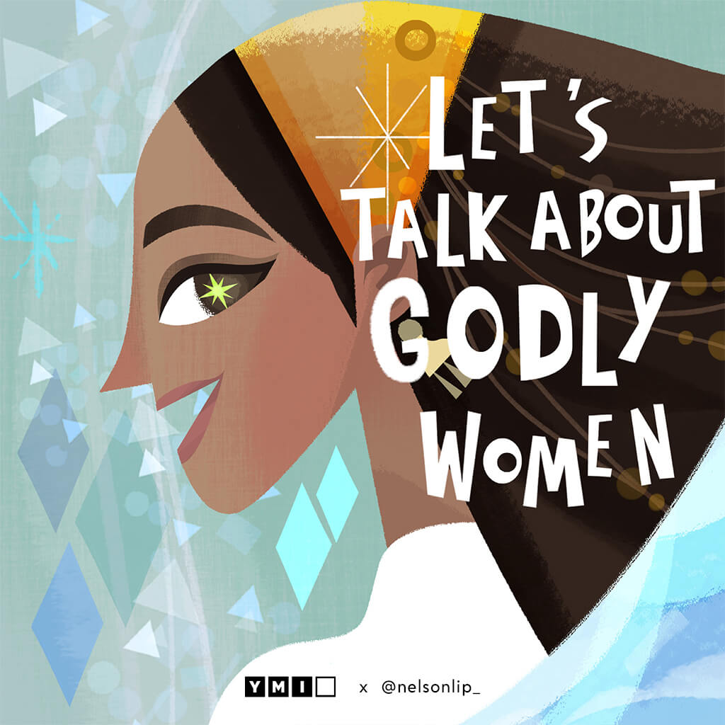 Image of woman's face with text Let's Talk About Godly Women