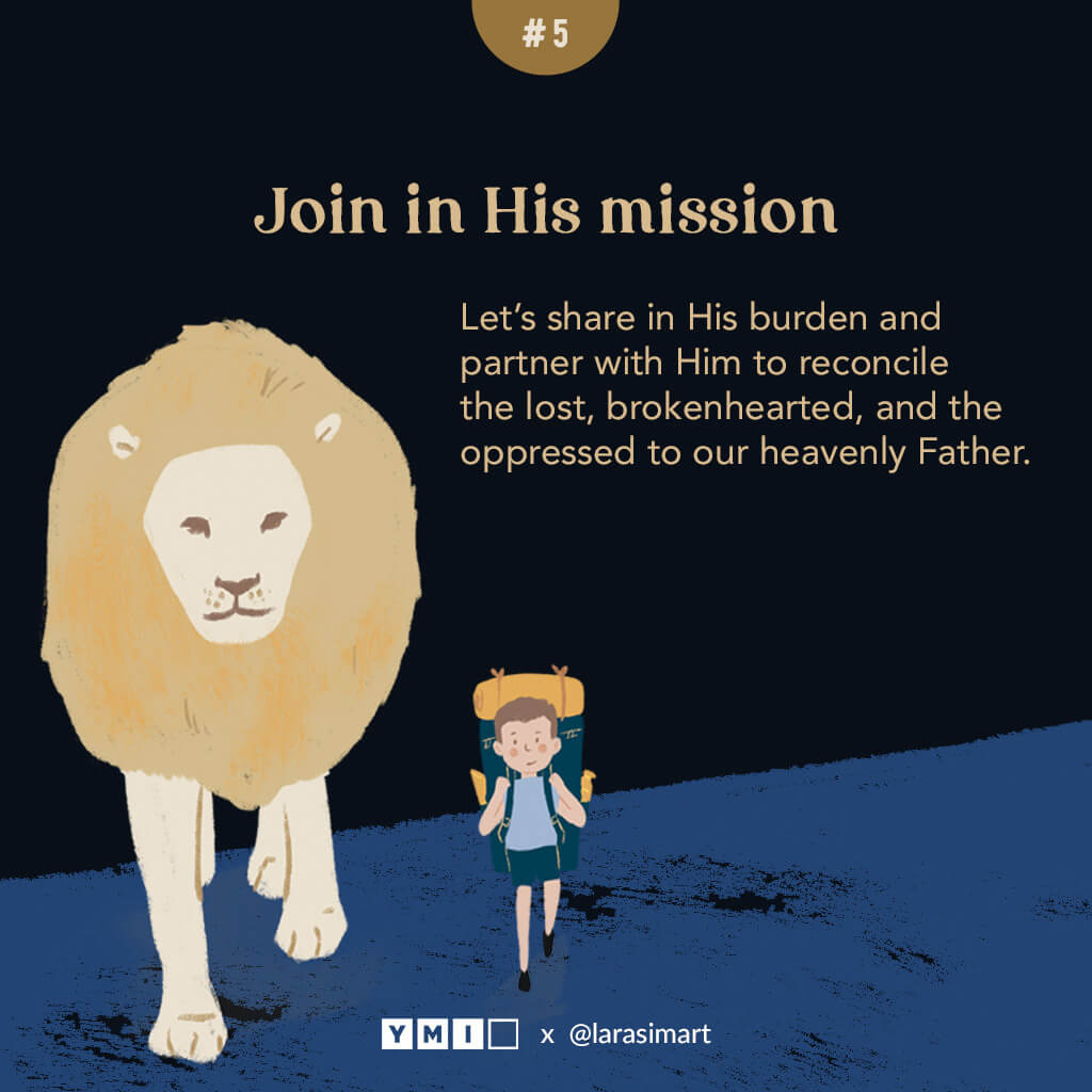image of a lion and a boy walking in a journey together