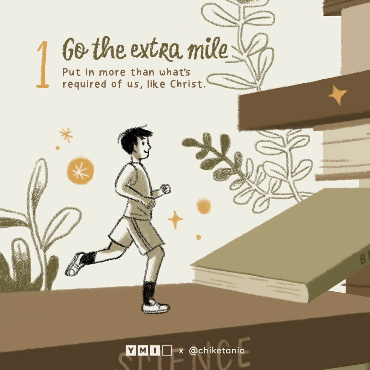 graphic image of a boy running with text of go the extra mile