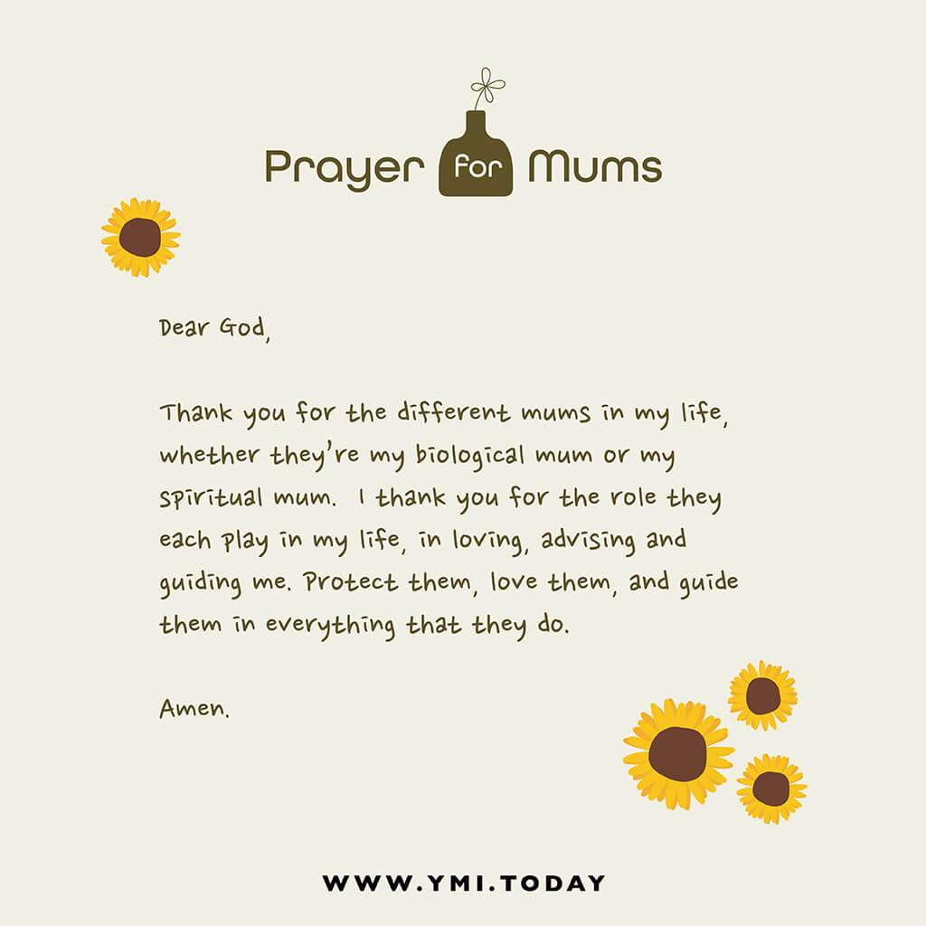 graphic image of a prayer for mums