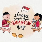 Image of a boy and girl celebrating singapore national day