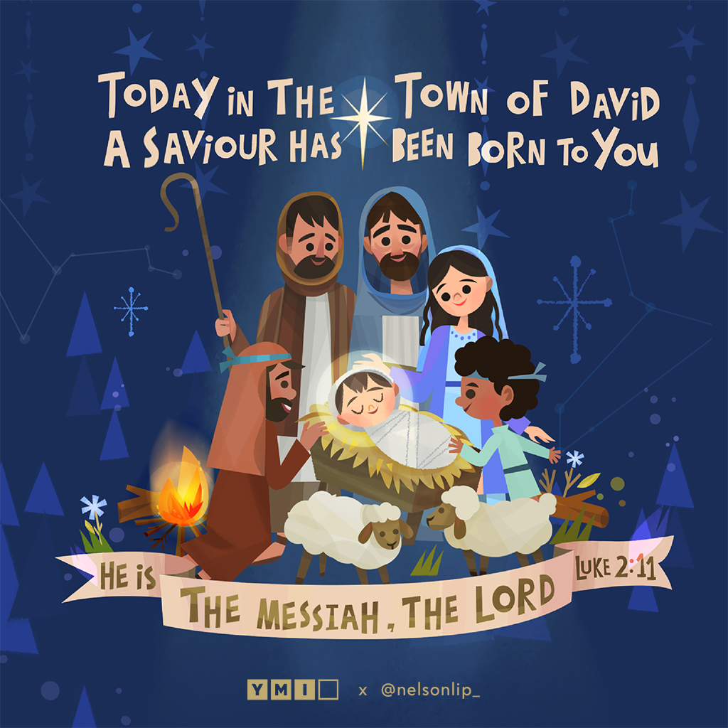 Illustration of Jesus' birth in a manger