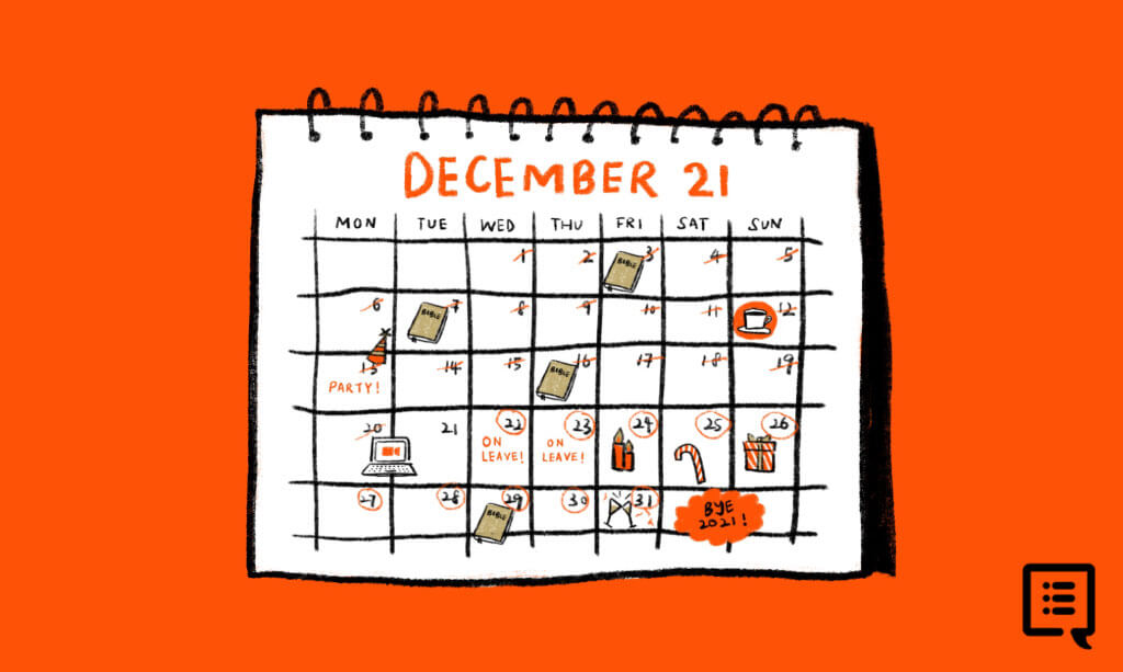 A calender showing plan of December
