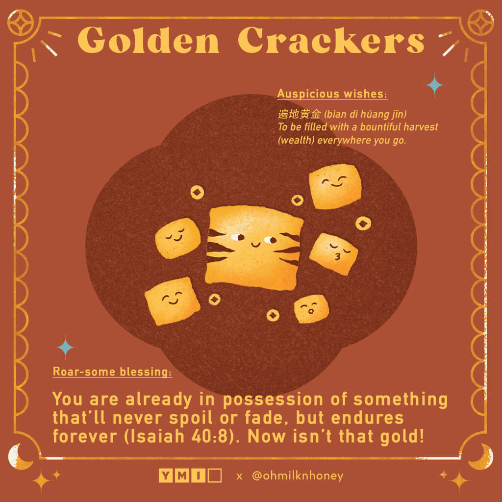 Illustration of golden crackers