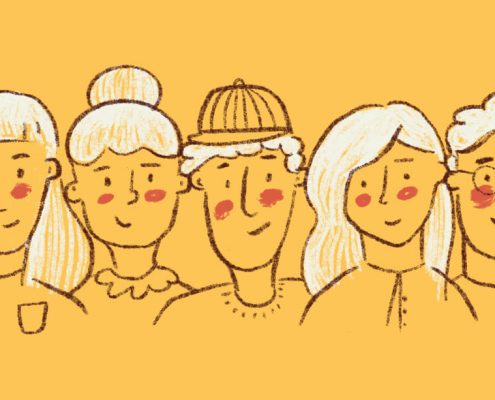 Illustration of 5 readers sharing their go-to verse for anxious days