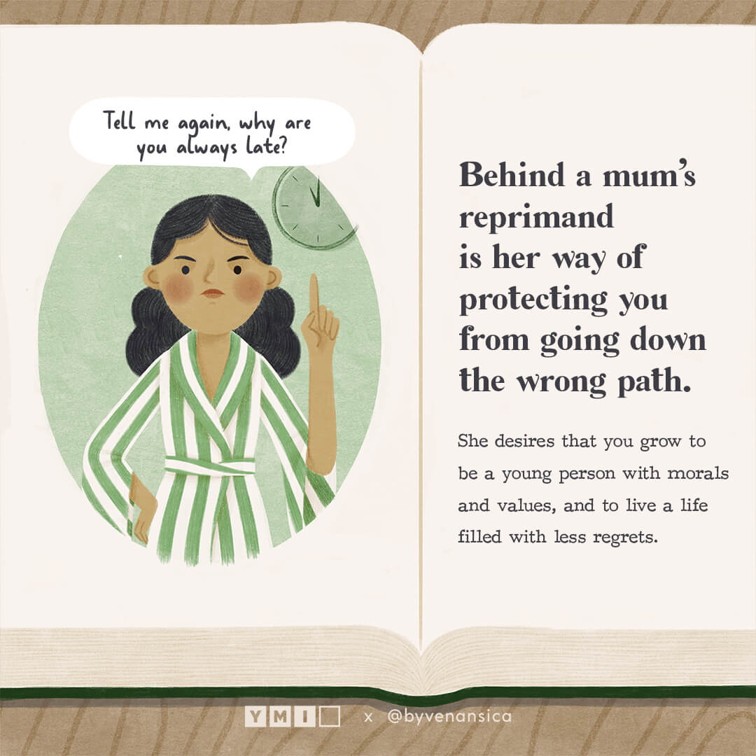 Illustration of a mum scolding